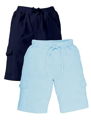 Image of KiddoPanti Boys Knit Solid Cargo Shorts | 100% Cotton | Comfortable Rib Waistband | 2 Front Pockets & 2 Cargo Pockets | Sport Bermuda Half Pant for Boys