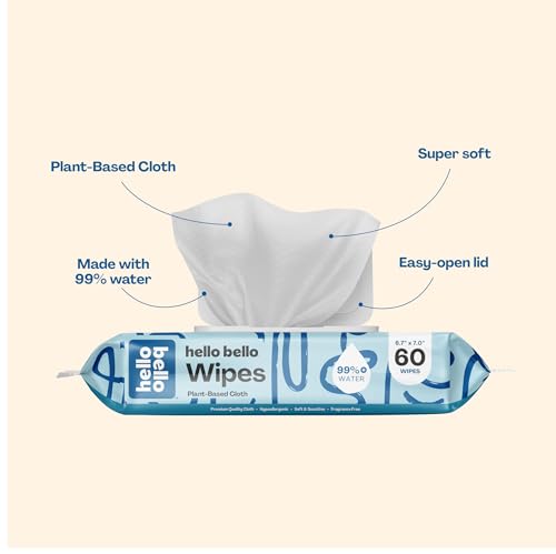 Image of Hello Bello Premium Fragrance-Free Travel Size Baby Wipes, with Chamomile & Aloe Extracts for Sensitive Skin - 1 Resealable Pack = 20 Total Wipes