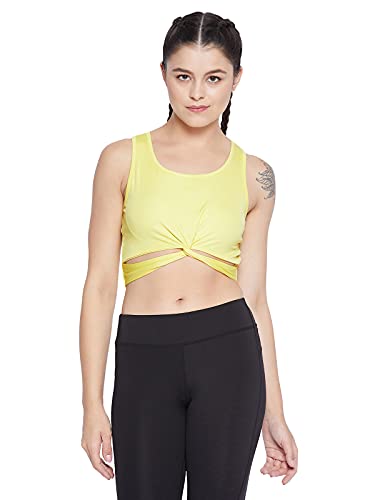 Image of Clovia Women's Snug Fit Active Slim Fit Crop Top with Twist Knot