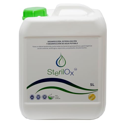 SterilOx 5 litros Desinfectante multiusos/a base de ácido hipocloroso (HOCl) / Para piel, superficies,productos/Sin alcohol/Elimina olores /100% natural