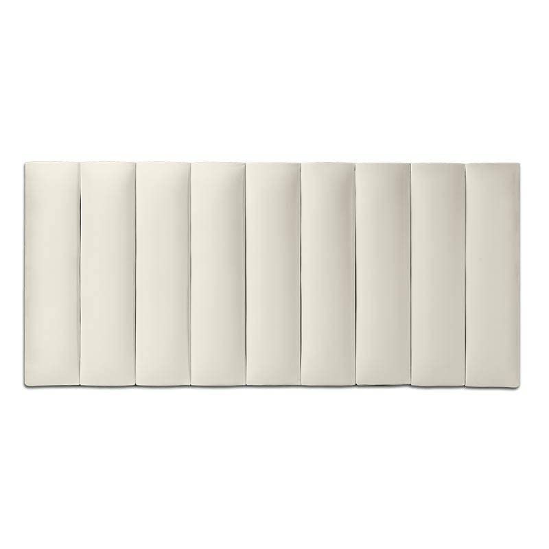 Ventadecolchones - Cabecero de Cama Tapizado en Polipiel Blanco Roto, Modelo con Franjas Verticales Corto. Acolchado 8 cm Grosor. Medida 180 x 70 cm para Cama de 160 ó 180 cm