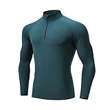 Blaward Men's Quarter Zip Compression Shirt,1/4 Zip UPF 50+ Rash Guard Athletic Workout Shirt, Cold Weather Thermal Baselayer
