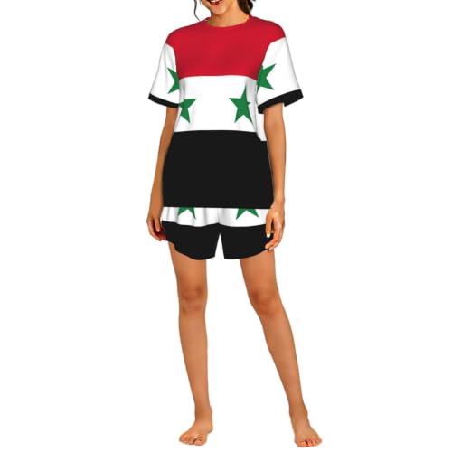 Pyjama respirant femme confortable avec motif drapeau syrien