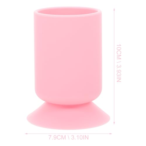 minkissy Silicone Suction Cup Pen Holder Student Present Makeup Brush Storage Pot Make up Brush Organizer Containers with Lids Stationary Holder Silica Gel Office Desktop Pen - Image 2