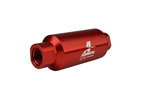 Image of Aeromotive 12335 Filter, In-Line, 40-Micron Stainless Mesh Element, ORB-10 Port, Bright-Dip Red, 2 inch OD