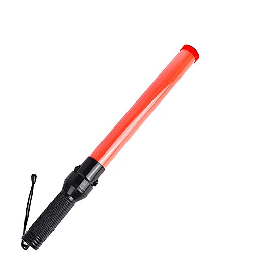 Varita de tráfico de señalización de 54 cm - Varilla de señalización de seguridad LED Impermeable recargable con modo intermitente de luz roja, cordón para correa de muñeca, acabado naranja, para emer
