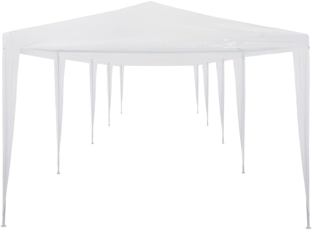 vidaXL White Party Tent - UV and Water-Resistant PE Material with Rust-Resistant Steel Frame - Easy to Assemble Outdoor Gazebo for Parties and Events - 9.8'x39.4'