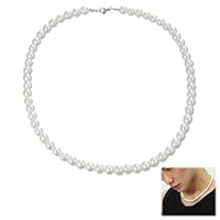ZWWOGE collana di perle uomo, 8 mm perline, 45 cm lunga collana di perle bianche, usura quotidiana con accessori, regali per uomini