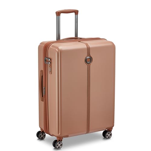 Image of DELSEY PARIS Bianca 66 cms Medium Check-in ABS /Polycarbonate Hard Sided 8 Wheels and Expandable Spinner Suitcase /Trolley Bag for Travel with TSA Lock- Mocha