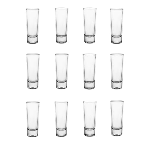 Adri 12 Vasos de Chupito Cristal - Aptos para Lavavajillas - Pack de chupitos de entre 3,4 hasta 6,5 cl de capacidad. (12, 6,5 cl)
