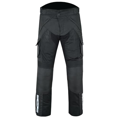 Sommer Motorrad-Textilhose mit Protektoren,Abnehmbare Wasserdciht Membran,Mesh Motorradhose für Herren,Textil Wasserdicht Hose (DE/NL/SE/PL, Alphanumerisch, XXL, Regular, Regular, SCHWARZ)