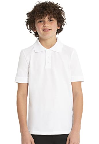 Image of Real School Classroom Uniforms Kids' Short Sleeve Pique Polo | 3 Button Placket, Side Vents, Droptail Hem, Ribbed Trim, Comfortable Everyday School Wear