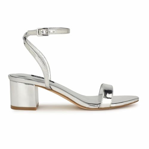 Nine West Sandalia de tacón Allora para mujer, Plata 040, 40 EU