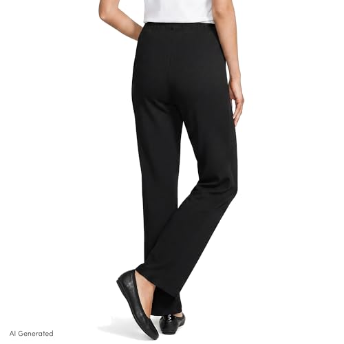 Image of Lands' End Women's Relaxed Fit Sport Knit High Rise Pants - Soft Cotton Pull-On with Elastic Waist