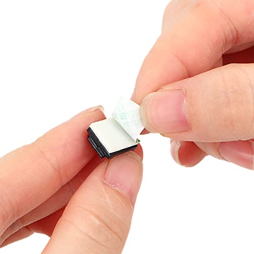 50 piezas Clips adhesivos para cables, organizador de cables negro para escritorio, auto, pared, TV, PC miniatura 7