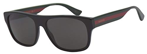 GUCCI 0341 Black Web Stripe Square POLARIZED Sunglasses