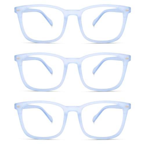 Image of Blue Light Blocking Computer Glasses for Men & Women, Square TR90 Lightweight Eyeglasses Frame, Anti Eye Strain UV Protection, Clear Lens for Gaming Office Reading