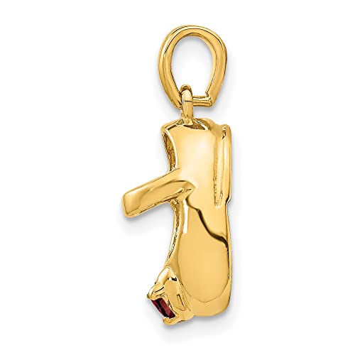 10k Yellow Gold 3-D January Engravable Red Synthetic Stone Baby Shoe Charm 19 mm x 7 mm2