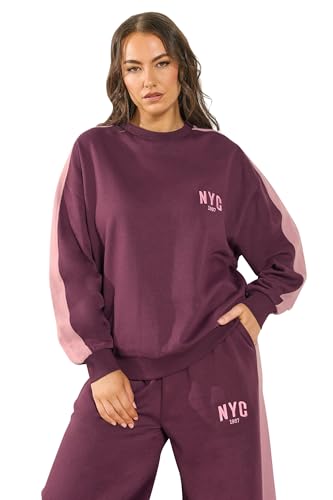 Yours Curve Red 'Nyc' Side Stripe Sweatshirt - Women's - Plus Size Curve