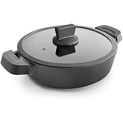 Cacerola Baja Lacor Lacor 27736 Tartera con Tapa Titanium Pro con Antiadherente, Aluminio, 36 cm