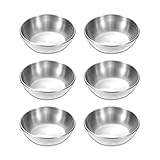 AQUGOO 6 Pcs Stainless Steel Dipping Sauce Bowls, 3.5-inch Round Seasoning Dishes, Sushi Dipping Bowl, Suitable for Hot Pot, Side Dishes, Tomato Sauce, Condiments, Snack (Silver)