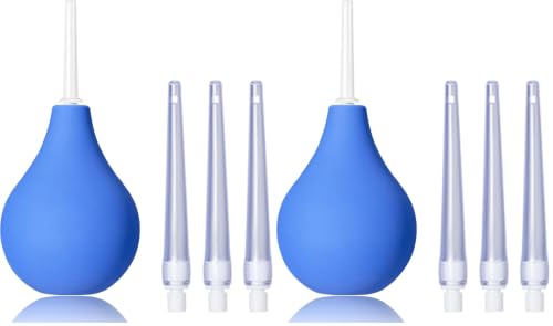 Image of TopQuaFocus 8oz Enema Bulb Kit Anal and Vaginal Douche Bulb for Men Flushing System Enemas Silicone Bulb 4 Replaceable Tips (Blue, 224ml) (Pack of 2)
