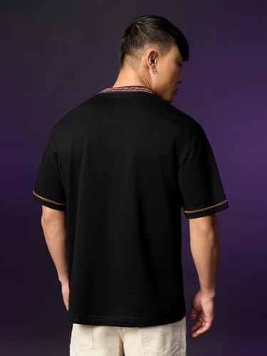 Image of The Souled Store: Black Panther Wakanda Forever Men and Boys Short Sleeves Round Neck Graphic Printed Cotton Oversized Comfortable Lightweight All-Season T-Shirt