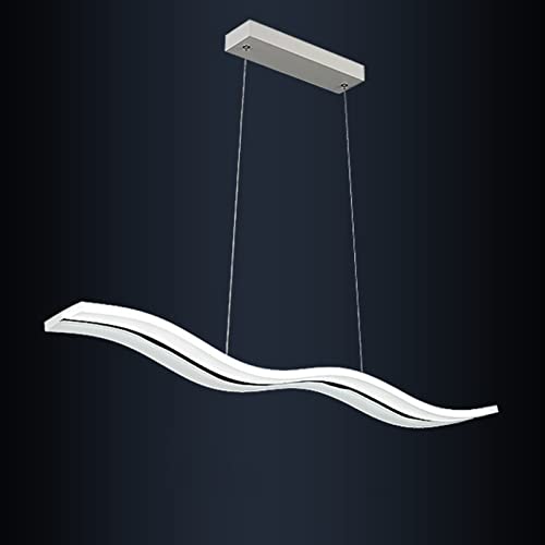 Lampada a sospensione a LED a forma di onda Lampadario moderno semplice in acrilico Lampada a sospensione regolabile lineare per tavolo da pranzo Isola della cucina Ufficio (Dimensioni: 98x11,5 cm, 3