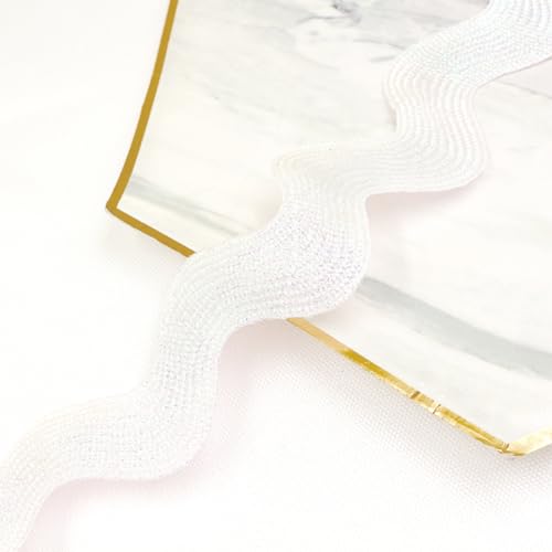 CABODYALS 9.14M 1.57 Inch/ 40mm White RIC Rac Trim Wide Rick Rack Wave Trim Christmas Glitter Metallic Sewing Bending Fringe Lace Edge Ribbon for Sewing Making Craft Flower Home Party Decor Supply - Image 3