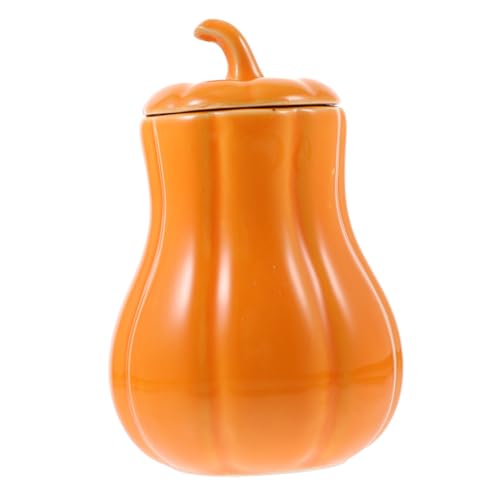 ABOOFAN Tarro de Almacenamiento de Cerámica Forma de Calabaza con Tapa Sellada para Especias y Dulces Decoración Creativa para Halloween y Acción de Gracias