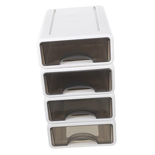 GLEAVI 4Pcs Stackable Desktop Organizer Clear Drawer Type Sundries Storage Boxes for Makeup Cosmetics Compact Pearl Design for Efficient Table Organization