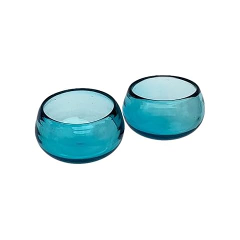 The Curated Pantry Hand Blown Mezcal + Tequila Glasses | Mezcal Copitas | Made in Mexico - Set of 2 (7 Colors Available) (Turquoise, 3 fl oz) Cover