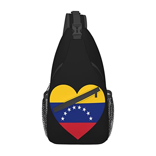 Mochila cruzada unisex Love Venezuela negra miniatura 2