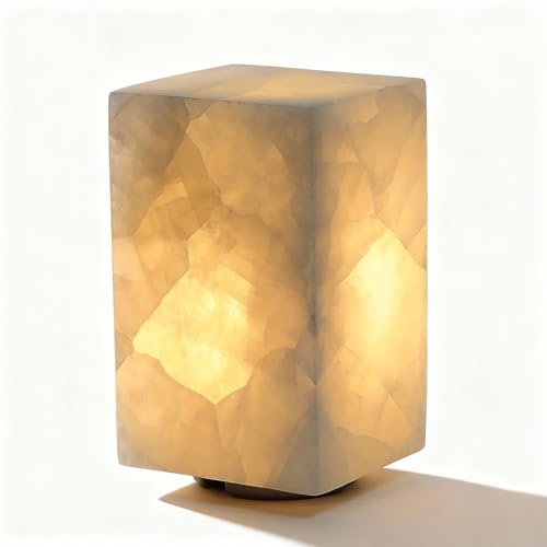 Artsolute Natural Solid Stone Table Lamp with One-of-a-Kind Crystal Texture,