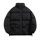 Jackets For Men Fashion, Winter Lightweight Jacket Warm Thicken Stand Collar Quilted Puffer Coats Windproof Casual Insulated Outwear Mens Heavy Coats Rainjacket (M, Black)