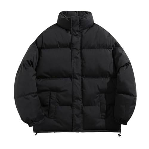 Jackets For Men Fashion, Winter Lightweight Jacket Warm Thicken Stand Collar Quilted Puffer Coats Windproof Casual Insulated Outwear Mens Heavy Coats Rainjacket (M, Black)
