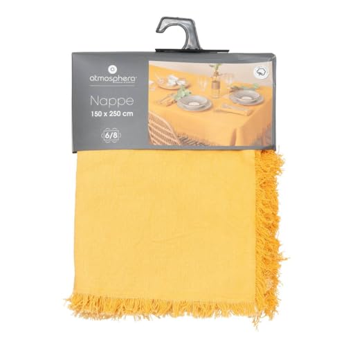 Nappe Maha Atmosphera coton jaune ocre avec finitions haut de gamme - 3