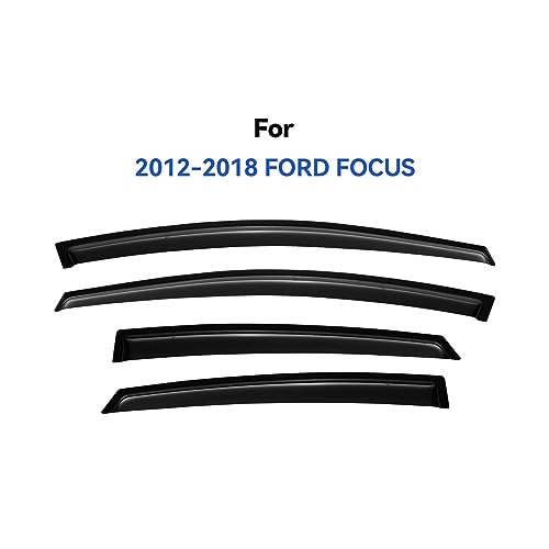 Image of Window Visors Rain Guards Shield for 2012-2018 Ford Focus Sedan & Hatchback, Out-Channel Window Vent Wind Deflectors Visors Shades for 12-18 Focus (Not for Focus RS & ST)
