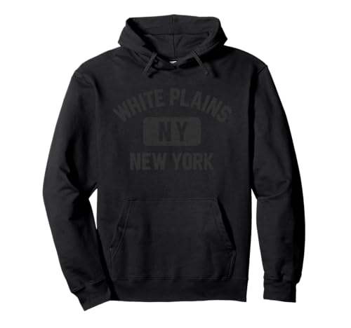 White Plains NY Gym Distressed Black Pullover Hoodie