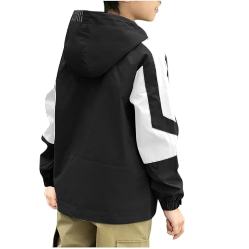 Boys Rain Jacket Lightweight Casual Zip Up Hoodie Fall Winter Fashion Waterproof Hooded Windbreaker Coat with Pockets2