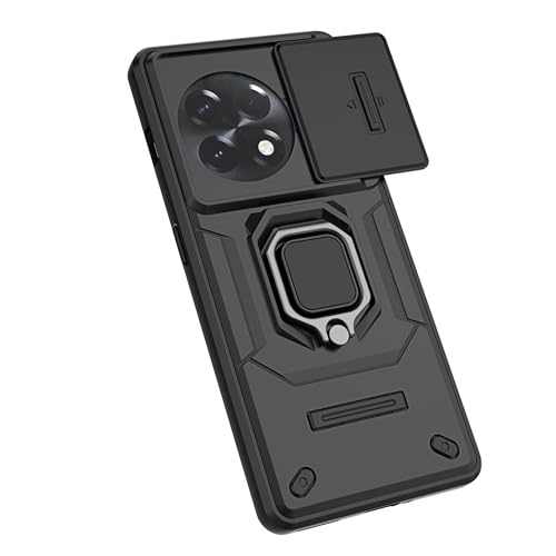 Image of SHINESTAR Tough Armor OnePlus 11R 5G Bumper Back Case Cover | Ring Holder & Sliding Camera Shield Cover | 360 Degree Protection Back Case Cover for OnePlus 11R 5G (Black)