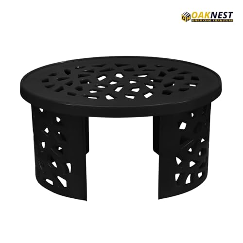 Image of Oaknest Neelakamal Crystal Plastic Chair and Table Set of 2+1 | Modern Cut-Out Design Indoor & Outdoor Furniture for Balcony, Garden, Patio, and Living Room | Iron Black