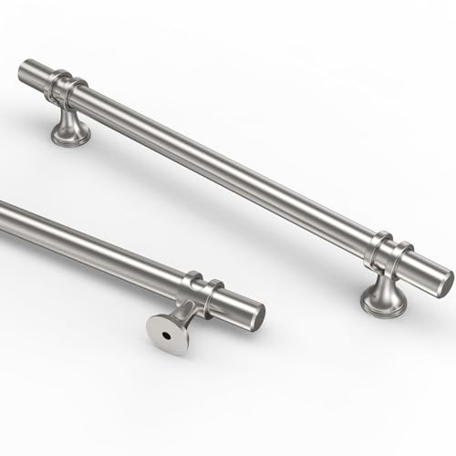 10個パック 7インチ (177mm) つや消しサテンニッケル キッチンキャビネットハンドル キャビネット取っ手 キッチン ハードウェア 食器棚ハンドル 引き出し取っ手