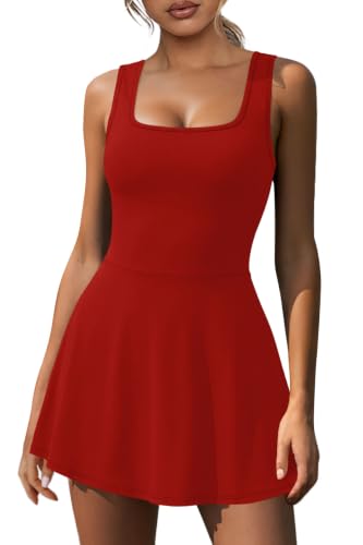 Image of NIASHOT Women's Athletic Dress with Built-in Shorts & Pockets Workout Tennis Golf Active Wear U Neck A-line Dresses