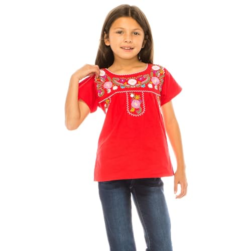 Image of unik Girls Cotton Embroidered Floral Blouse for Birthdays, Cultural Events, Cinco De Mayo
