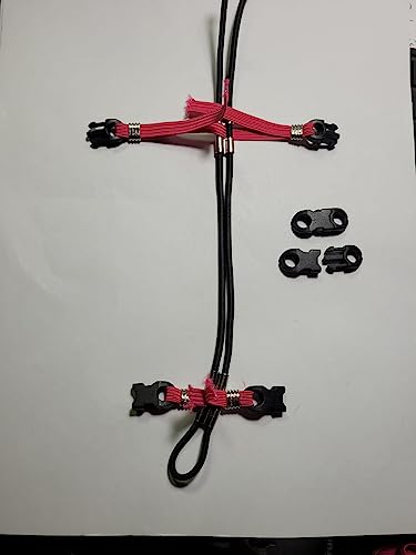 Pectorina Lorros de cuerda elástica negra de 3 mm con cinta de 8 mm y doble fijación de 1 M 6