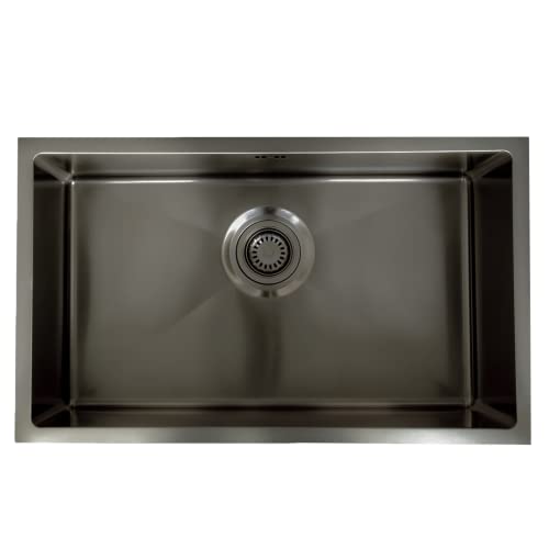 Essebagno Luisa évier 1 grande cuve seule 76x45 en inox gris gun métal