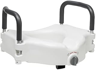 Drive Medical RTL12027RA 2-in-1 Raised Toilet Seat with Removable Padded Arms, Standard Seat