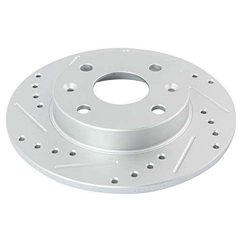 Image of TRQ Performance Rear Brake Pad and Rotor Set Ceramic Drilled Slotted G Coated Rotors Compatible with 1990-1993 Mazda Miata