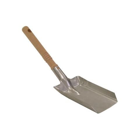 Kamino-Flam Fireplace Coal Shovel with Wooden Handle, Coal Scoop, Galvanised Steel Ash Shovel with Perforated Handle, Dustpan, Wooden Handled Shovel, approx. 17 x 10.5 cm, Silver Cover
